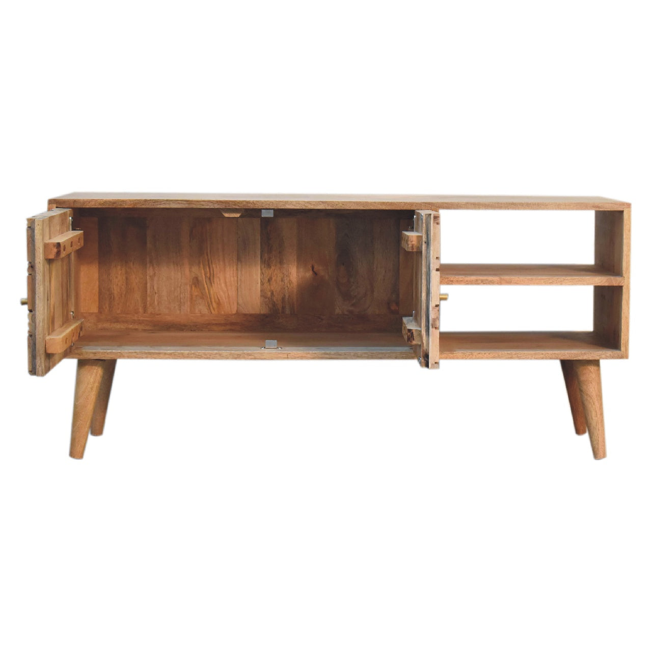 Cubana Media Unit - Cube Carving Tv Stand With Storage and 2 Open Shelves