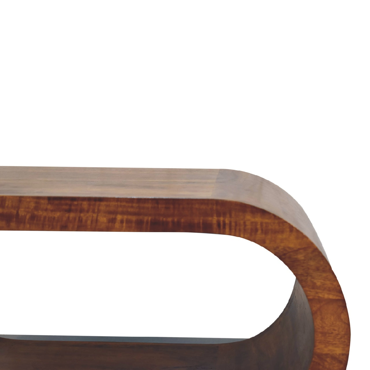 Amaya Coffee Table - Handmade Solid Wood Coffee Table Rounded Design and Open Shelf