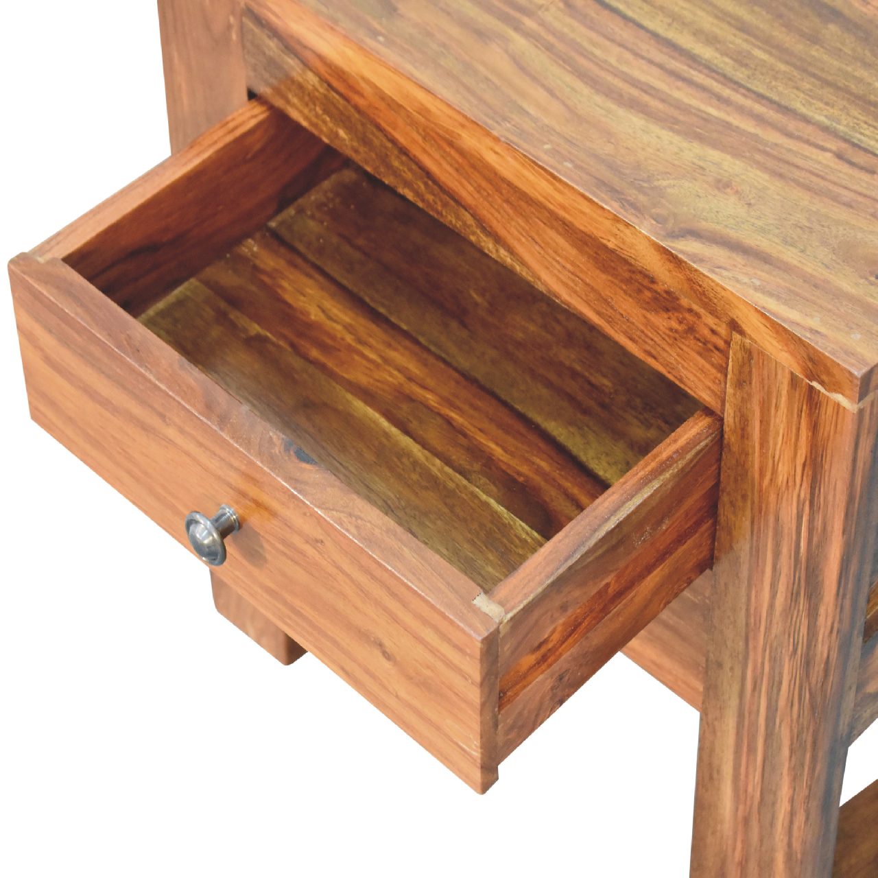 U-Square Honey Bedside With 2 Drawer - Handmade Solid Wood Nightstand