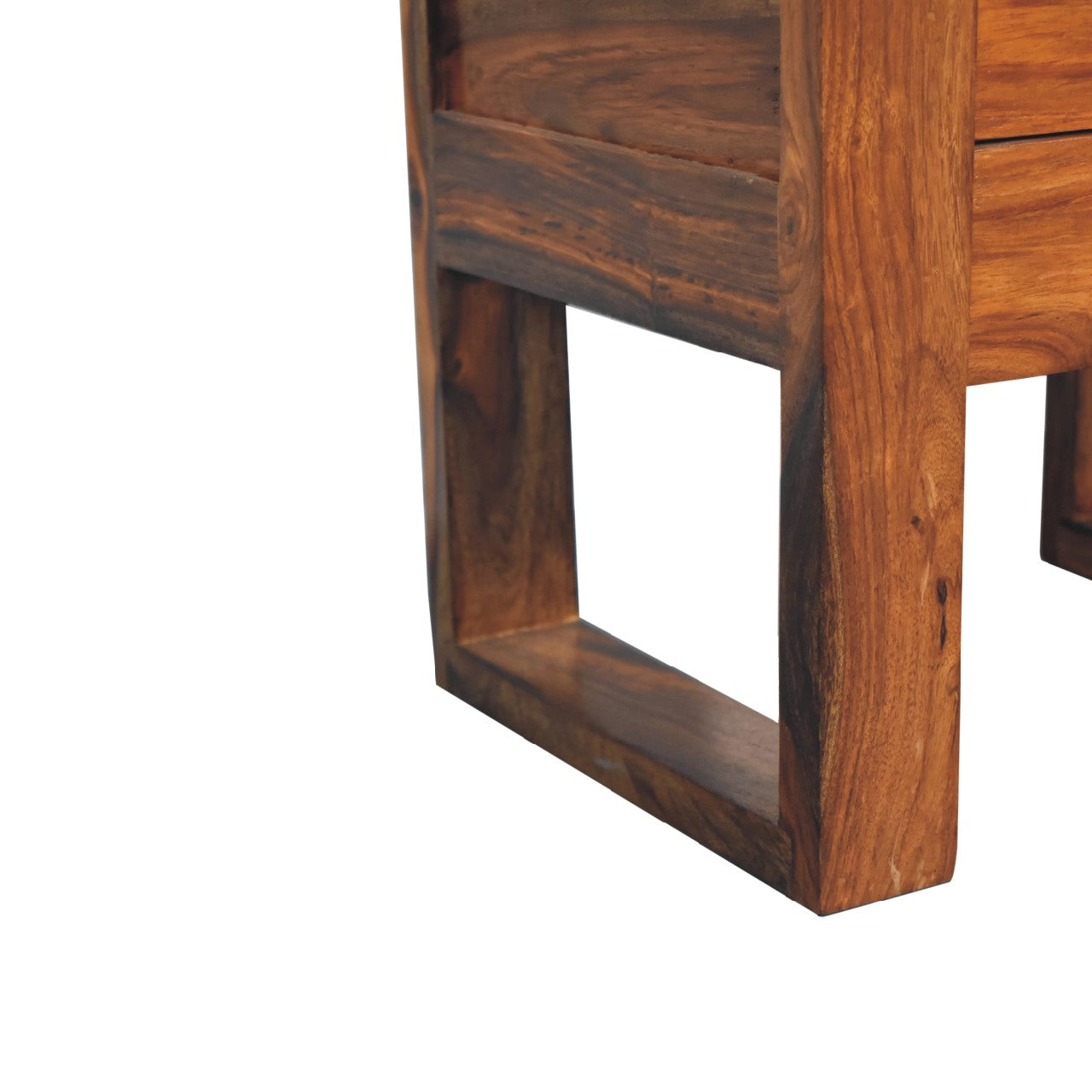 U-Square Honey Bedside With 2 Drawer - Handmade Solid Wood Nightstand