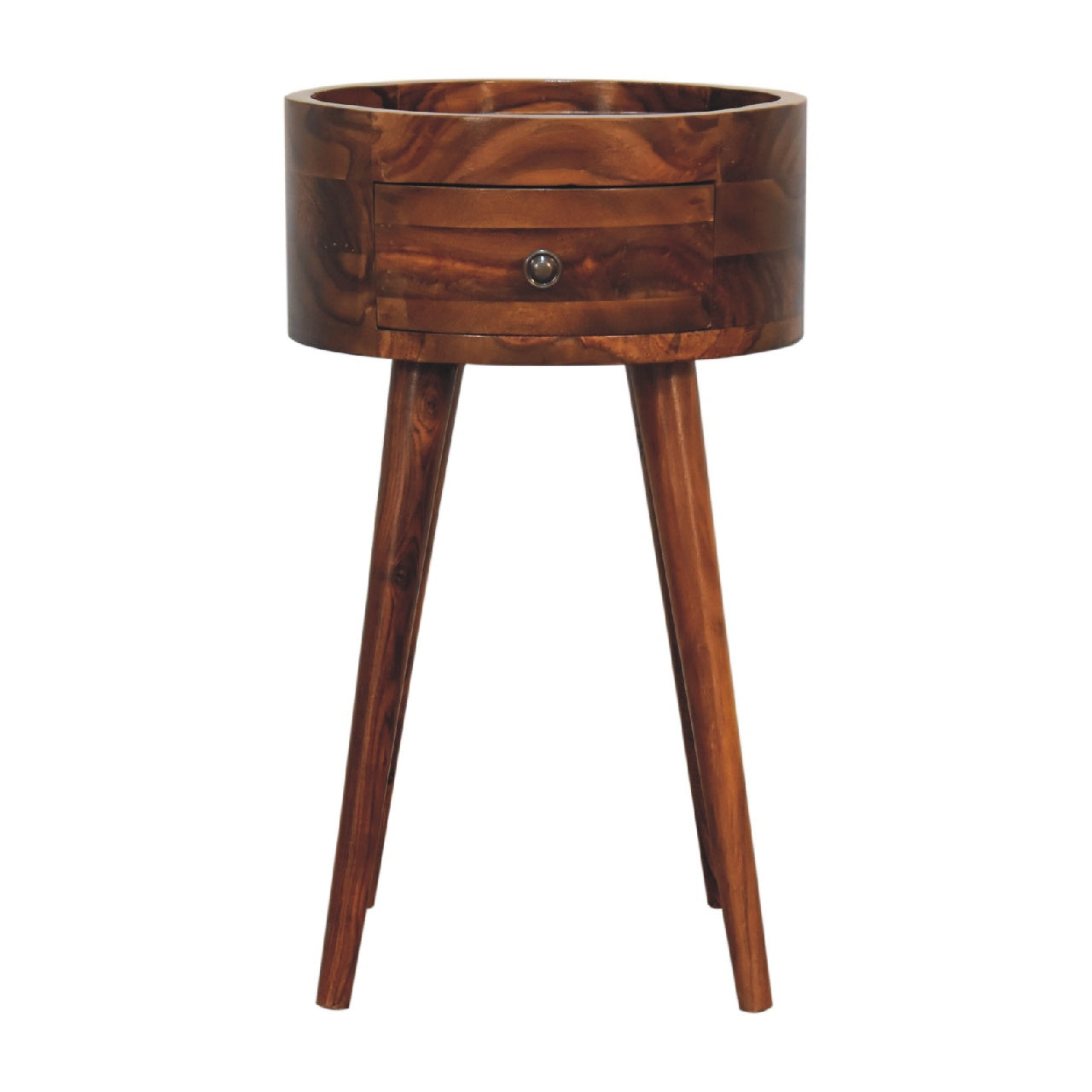 Alina Honey Bedside With Drawer - Handmade Solit Wood Nordic Design