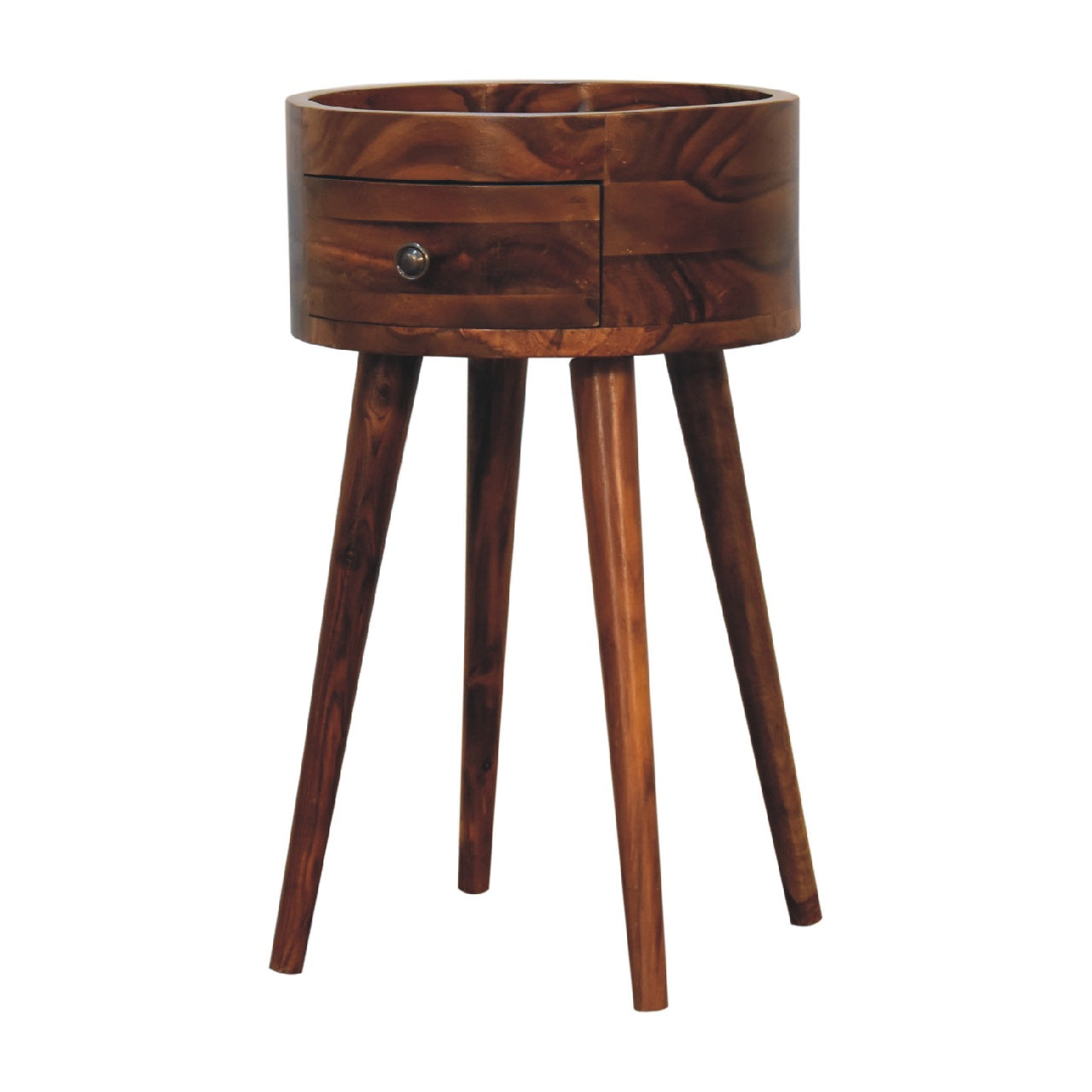 Alina Honey Bedside With Drawer - Handmade Solit Wood Nordic Design