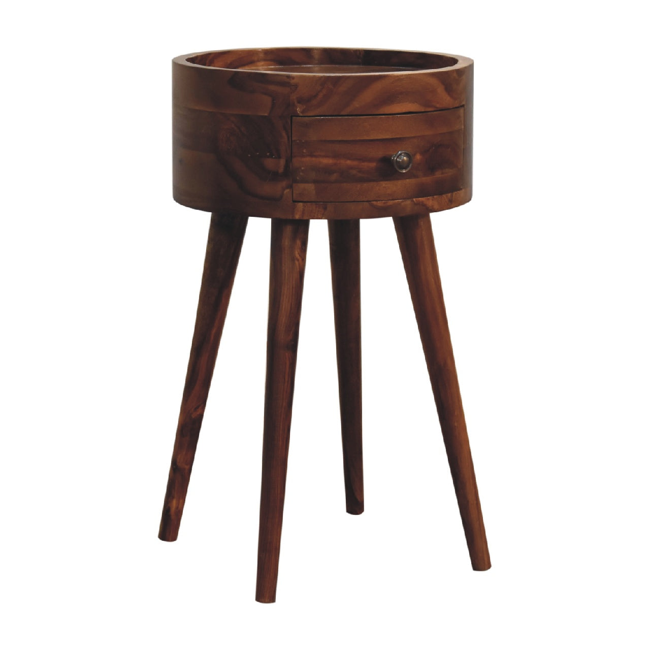 Alina Honey Bedside With Drawer - Handmade Solit Wood Nordic Design