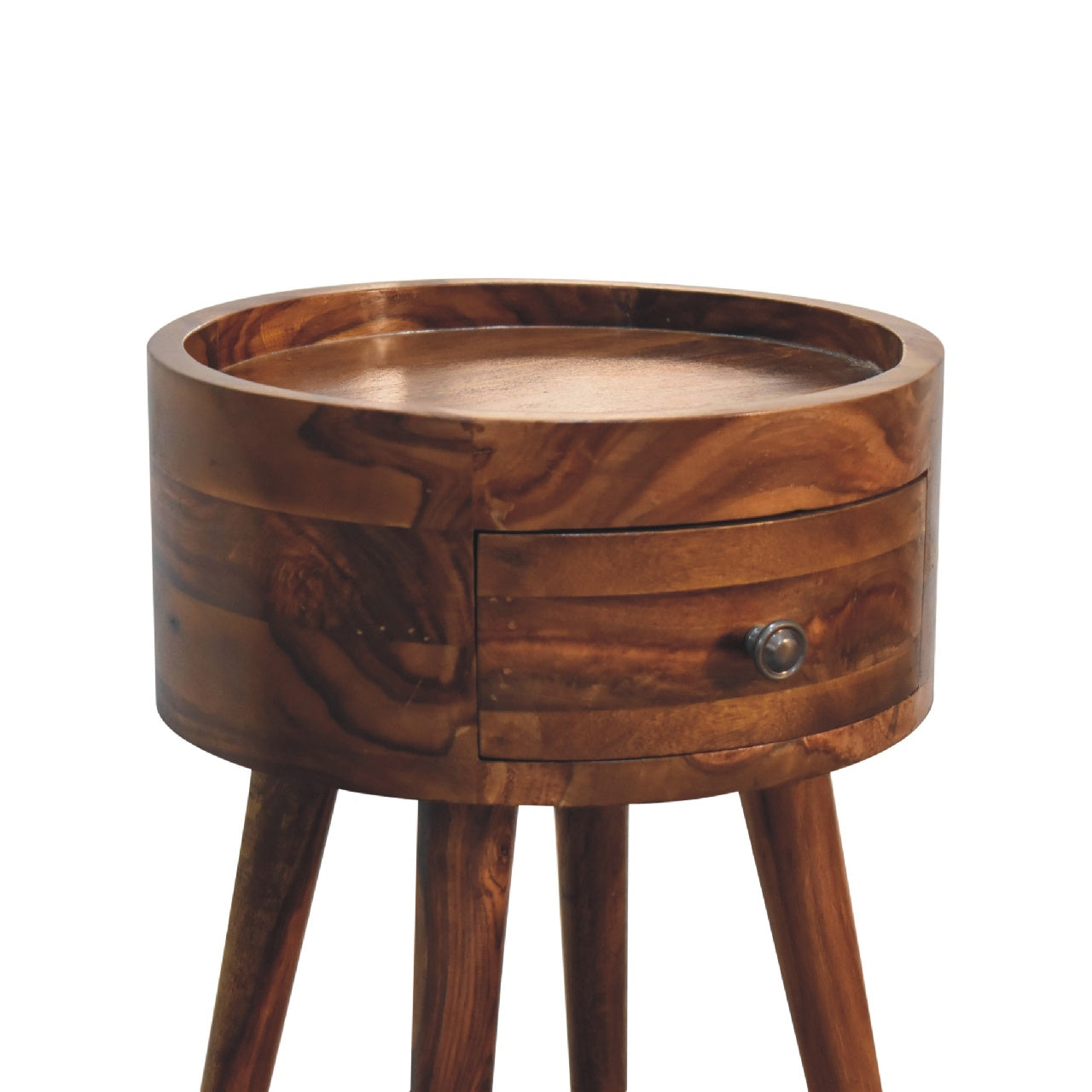 Alina Honey Bedside With Drawer - Handmade Solit Wood Nordic Design