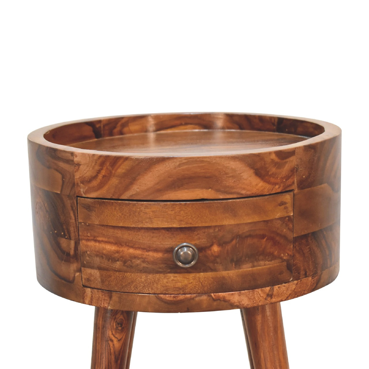 Alina Honey Bedside With Drawer - Handmade Solit Wood Nordic Design
