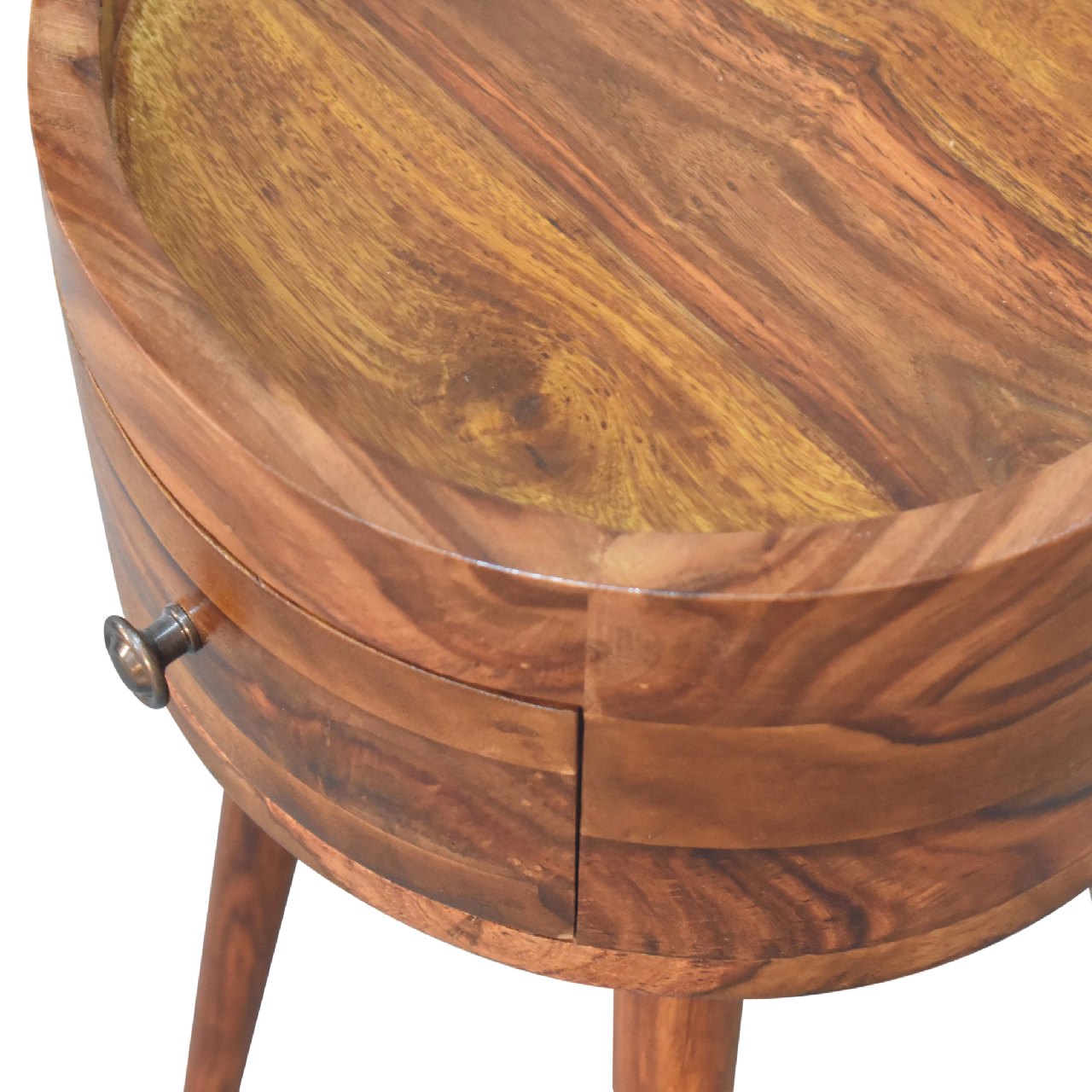 Alina Honey Bedside With Drawer - Handmade Solit Wood Nordic Design
