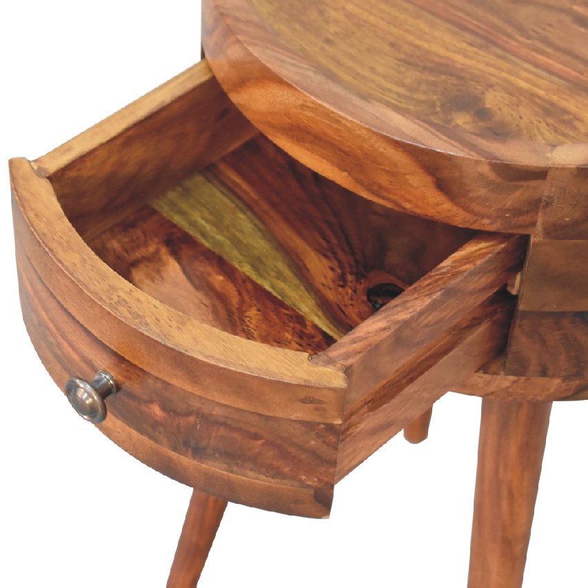 Alina Honey Bedside With Drawer - Handmade Solit Wood Nordic Design