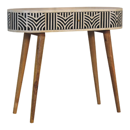 Bone Inlay Console Table with 2 Drawers- Handmade Solid Wood Bohemian Design