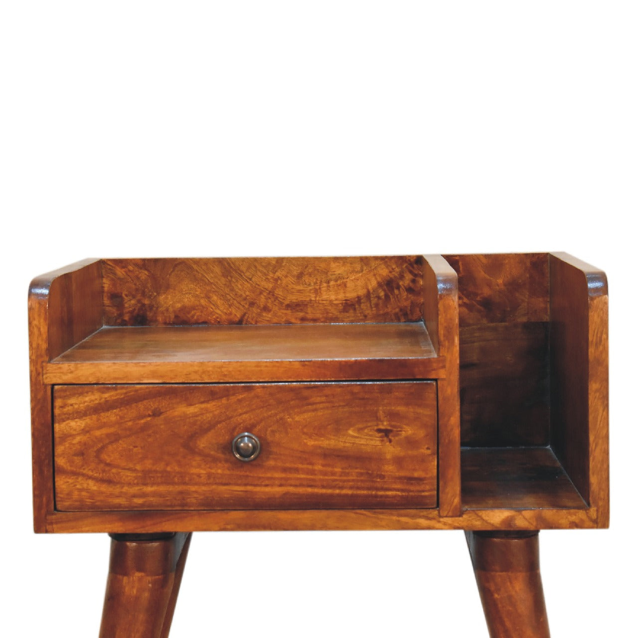 Chestnut Collective Bedside Handmade Solid Wood Nightstand with Drawer and Open Shelf