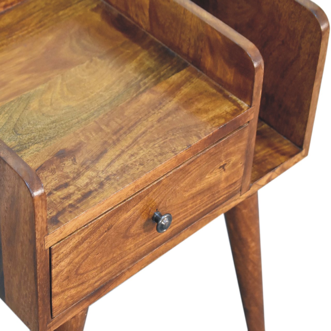 Chestnut Collective Bedside Handmade Solid Wood Nightstand with Drawer and Open Shelf