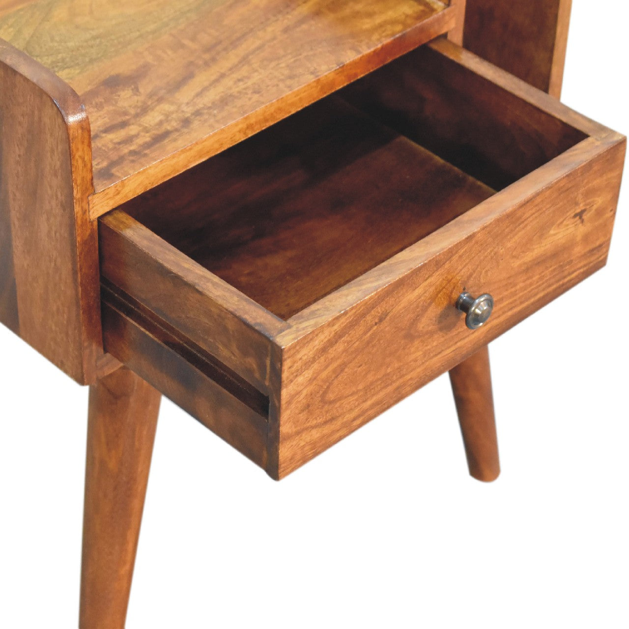 Chestnut Collective Bedside Handmade Solid Wood Nightstand with Drawer and Open Shelf