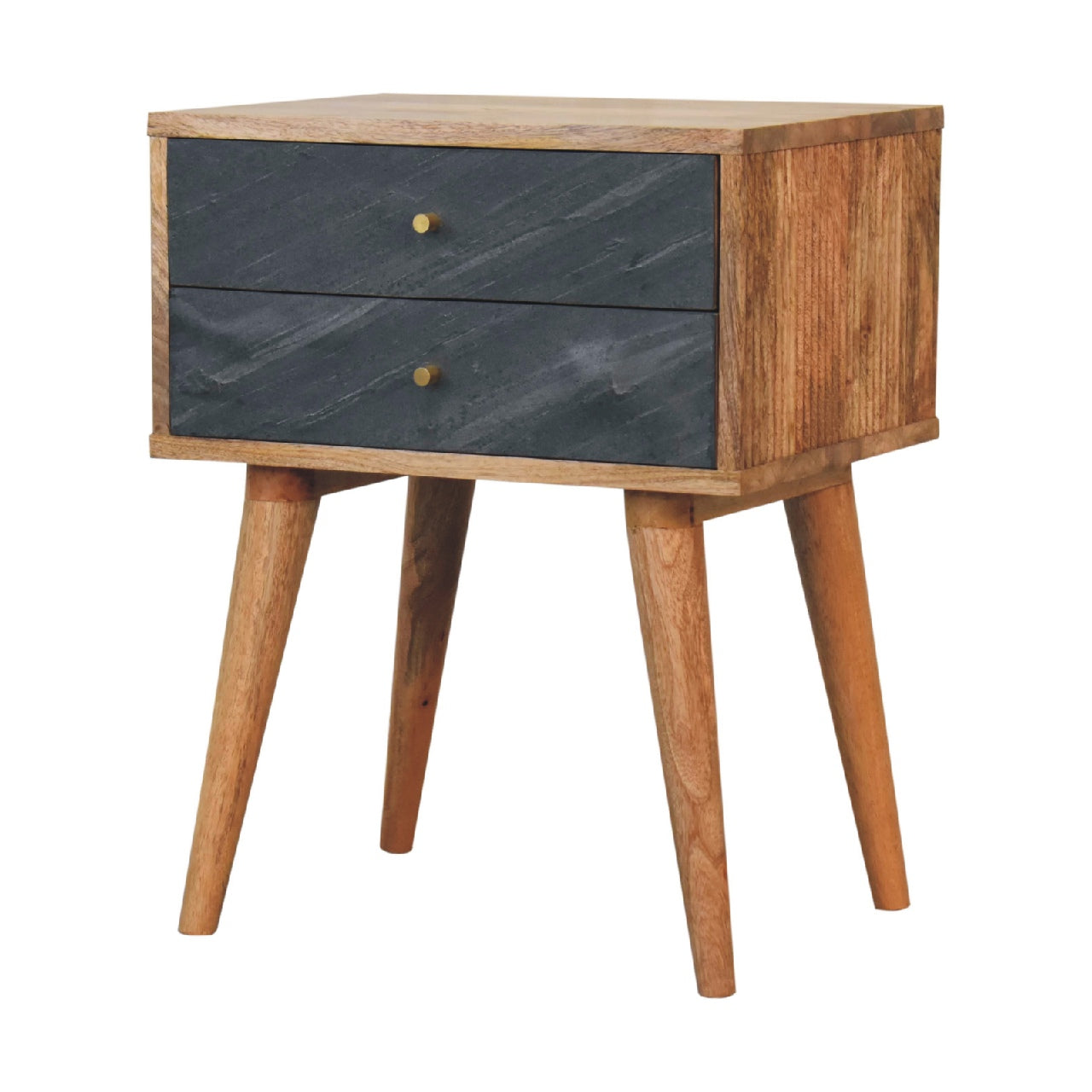 Handmade Solid Wood Nightstand with 2 Drawers Slade Design & Nordic Legs
