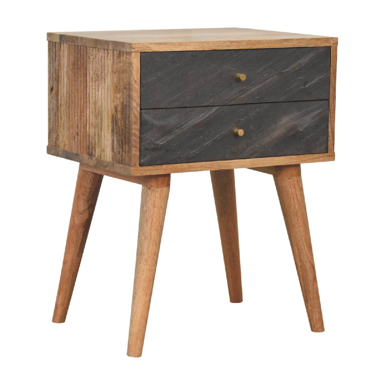 Handmade Solid Wood Nightstand with 2 Drawers Slade Design & Nordic Legs