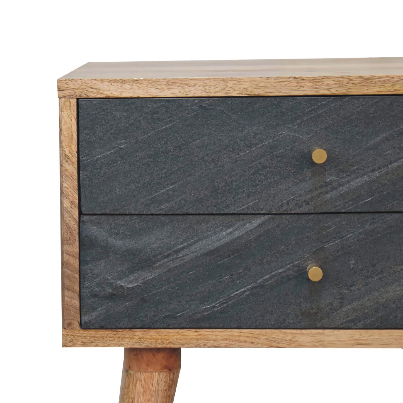 Handmade Solid Wood Nightstand with 2 Drawers Slade Design & Nordic Legs