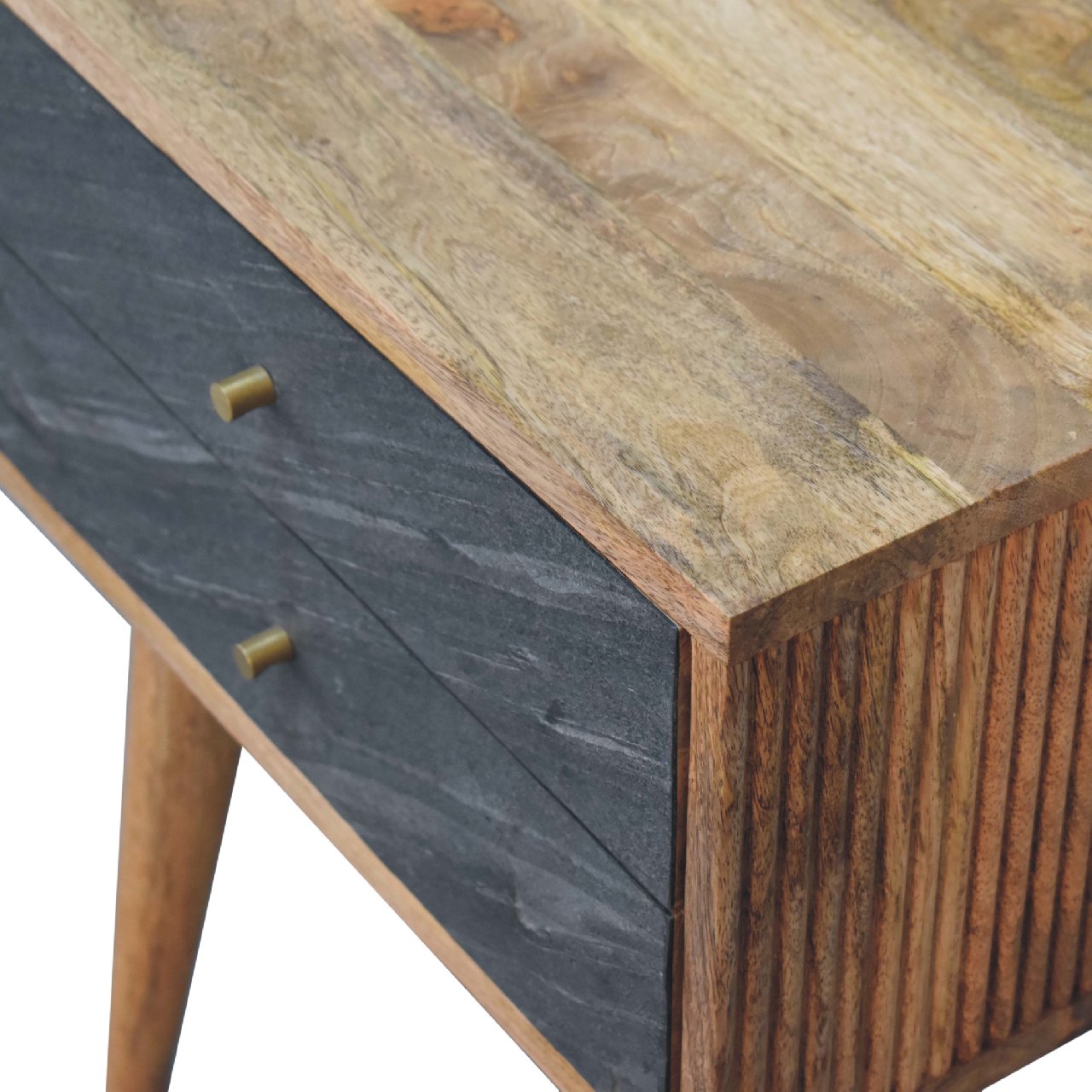 Handmade Solid Wood Nightstand with 2 Drawers Slade Design & Nordic Legs