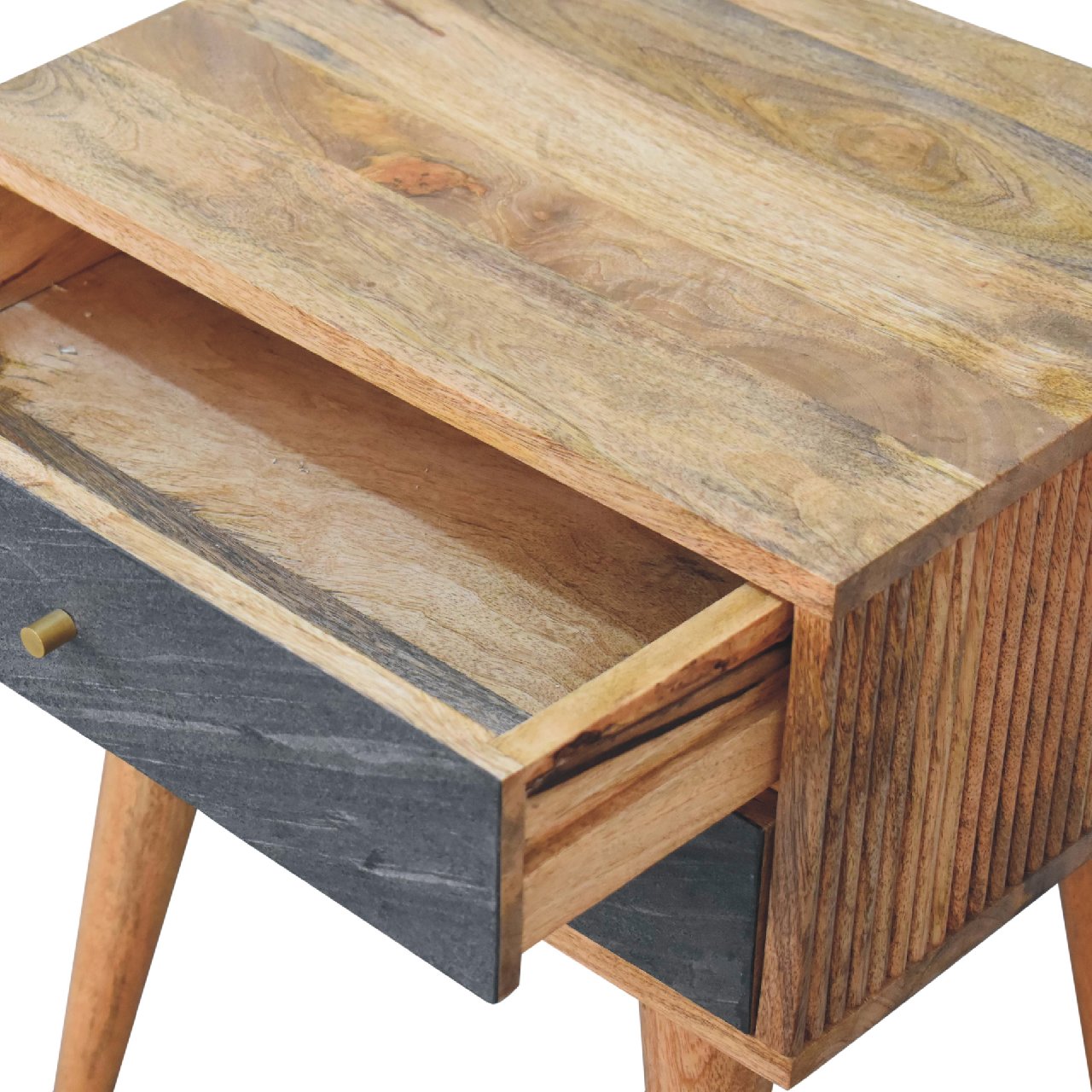 Handmade Solid Wood Nightstand with 2 Drawers Slade Design & Nordic Legs