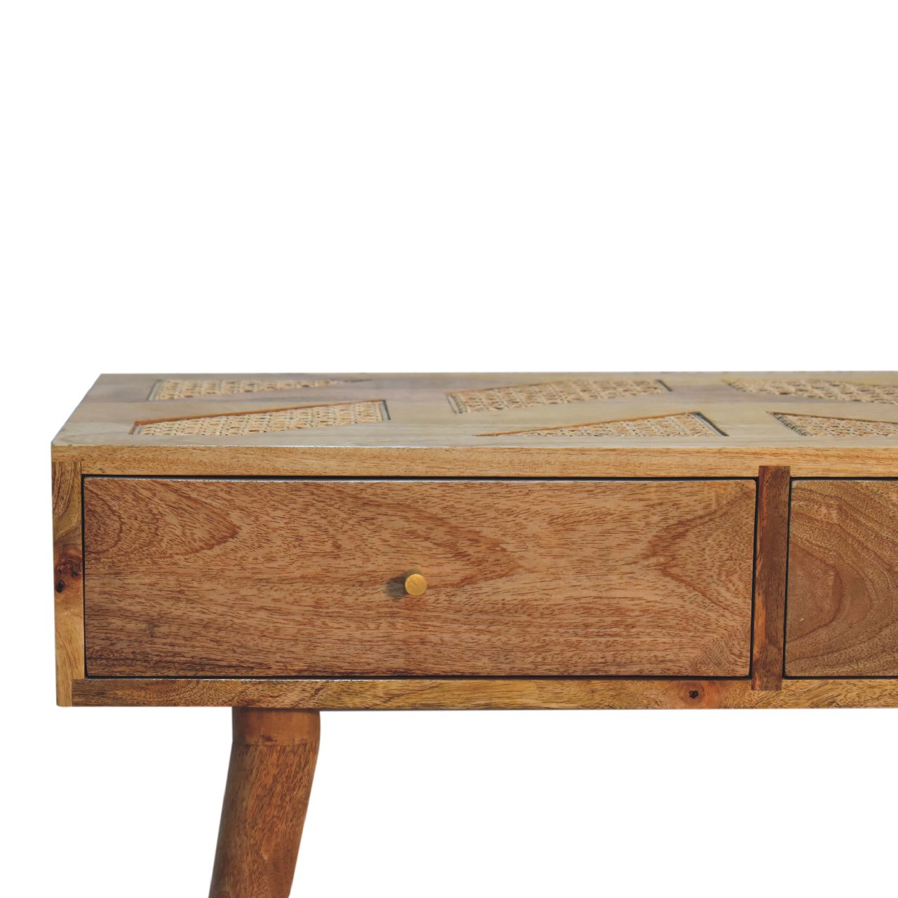 Larissa Aztec Rattan Console Table With 2 Drawers - Handmade Solid Wood