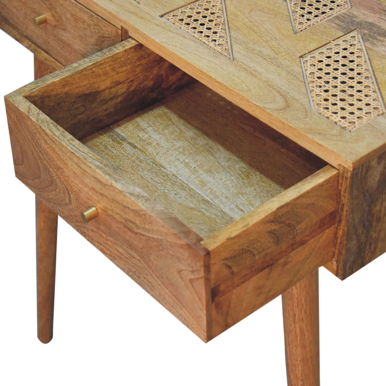 Larissa Aztec Rattan Console Table With 2 Drawers - Handmade Solid Wood