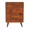 5 Drawer Curved Chestnut Chest – Handmade Solid Wood Classic Nordic Design