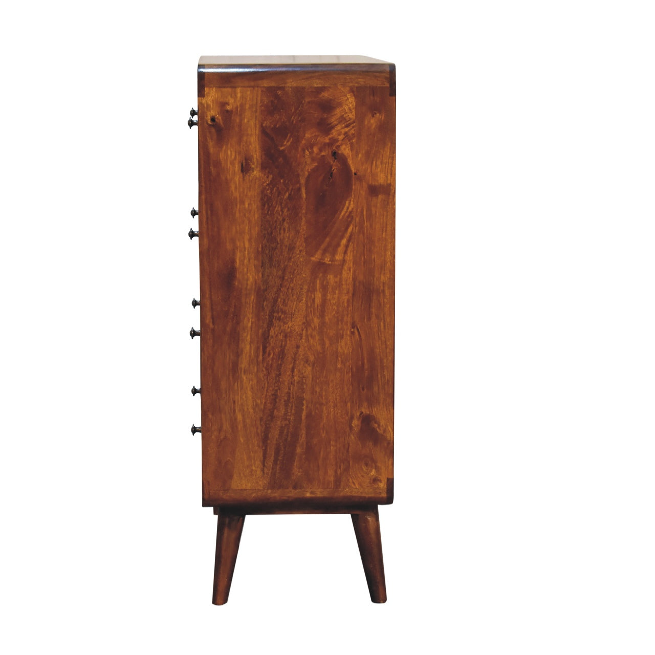 5 Drawer Curved Chestnut Chest – Handmade Solid Wood Classic Nordic Design