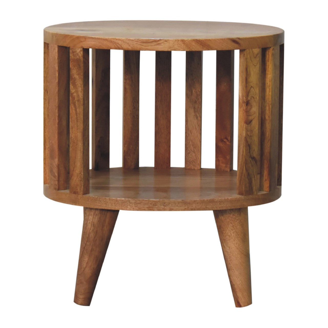 Ariella Single Shelf Bedside - Handmade Solid Wood Slatted Japanese Design