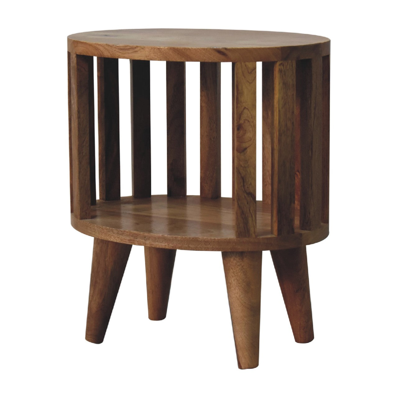 Ariella Single Shelf Bedside - Handmade Solid Wood Slatted Japanese Design