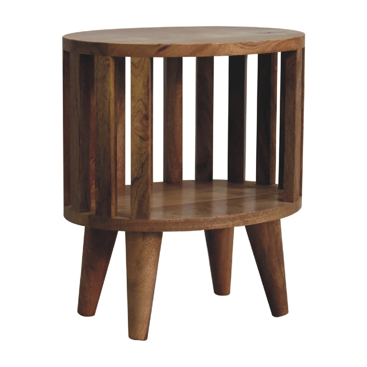 Ariella Single Shelf Bedside - Handmade Solid Wood Slatted Japanese Design