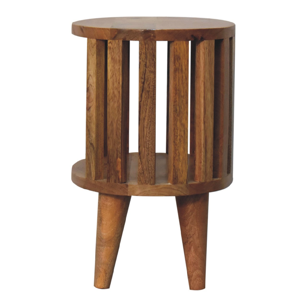 Ariella Single Shelf Bedside - Handmade Solid Wood Slatted Japanese Design