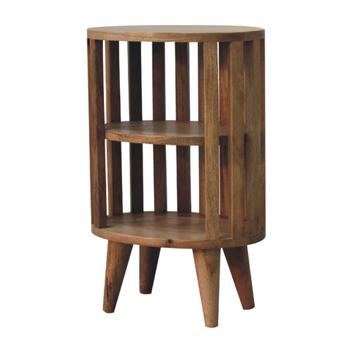 Ariella Double Shelf Bedside - Handmade Solid Wood Slatted Japanese Design