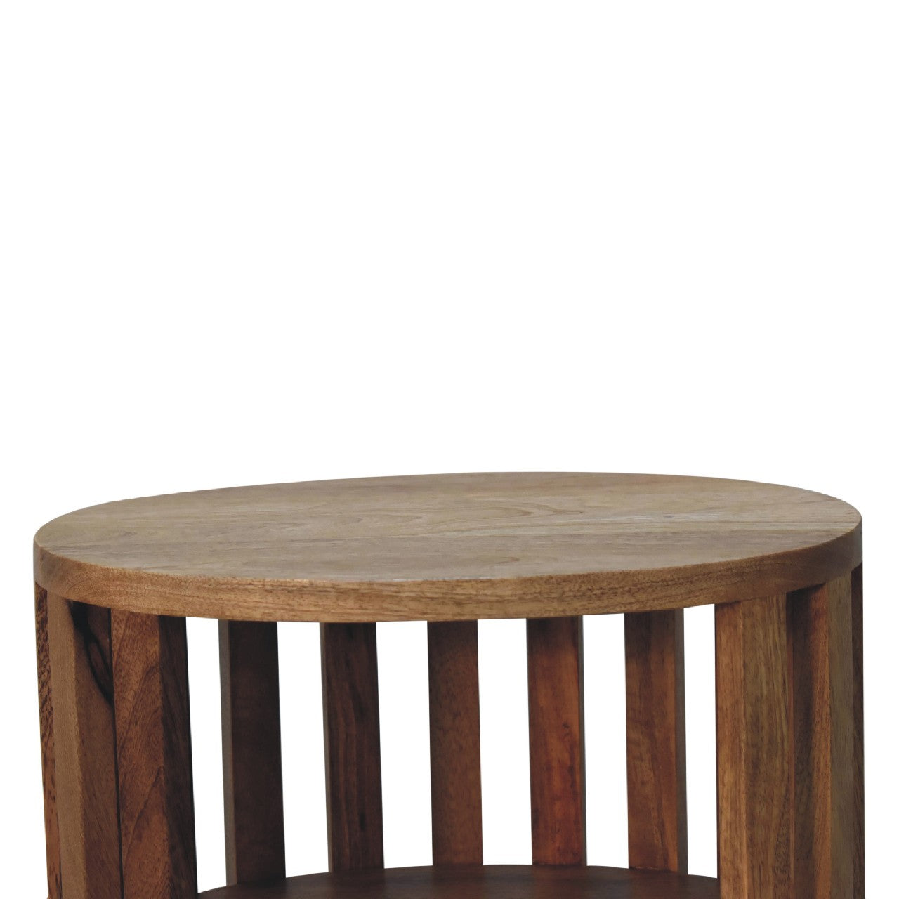 Ariella Double Shelf Bedside - Handmade Solid Wood Slatted Japanese Design
