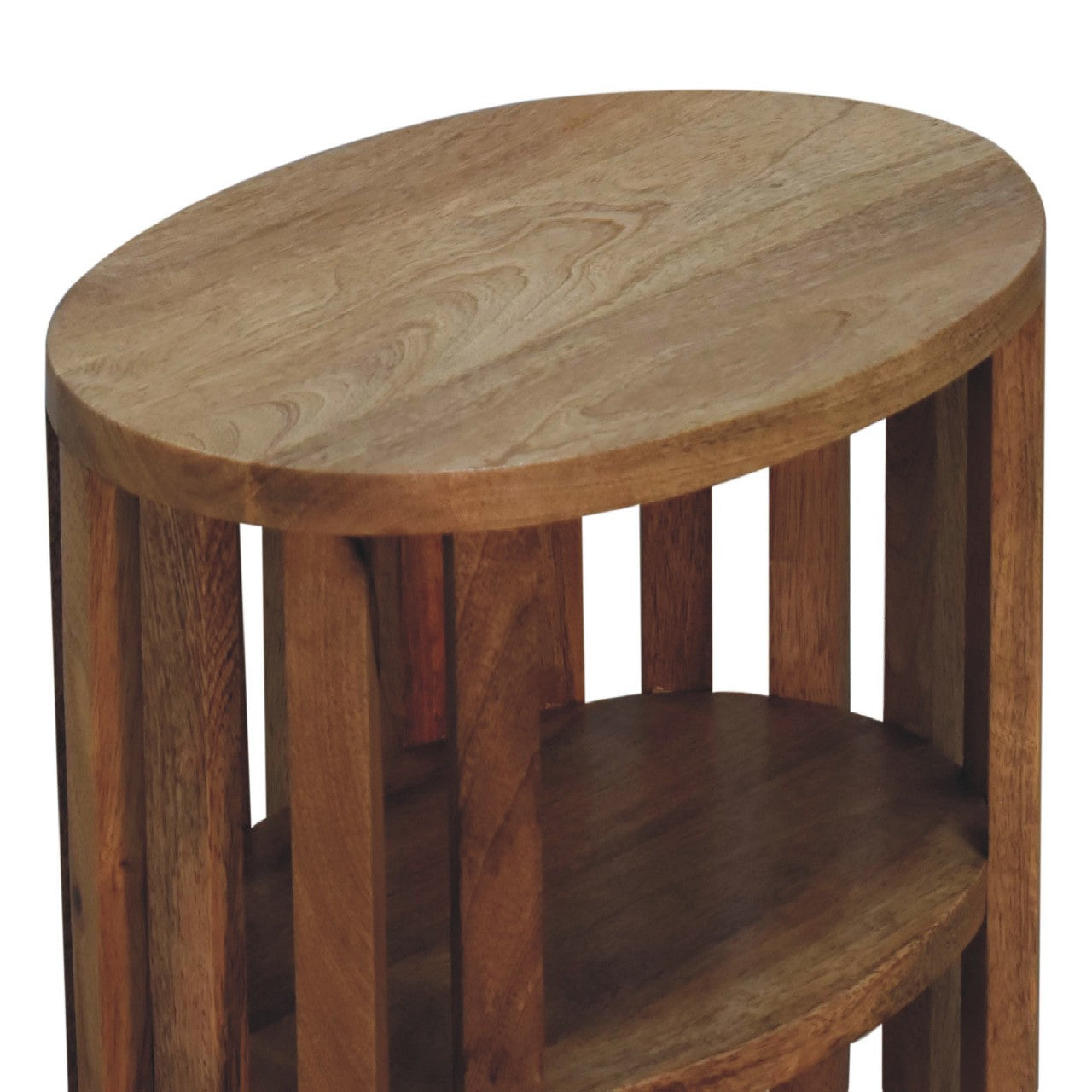 Ariella Double Shelf Bedside - Handmade Solid Wood Slatted Japanese Design