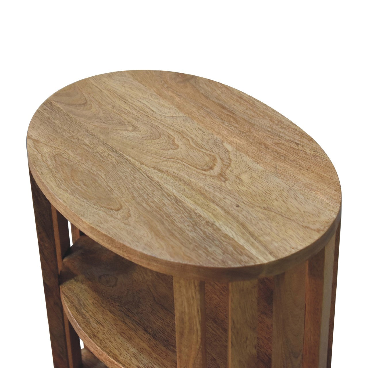 Ariella Double Shelf Bedside - Handmade Solid Wood Slatted Japanese Design