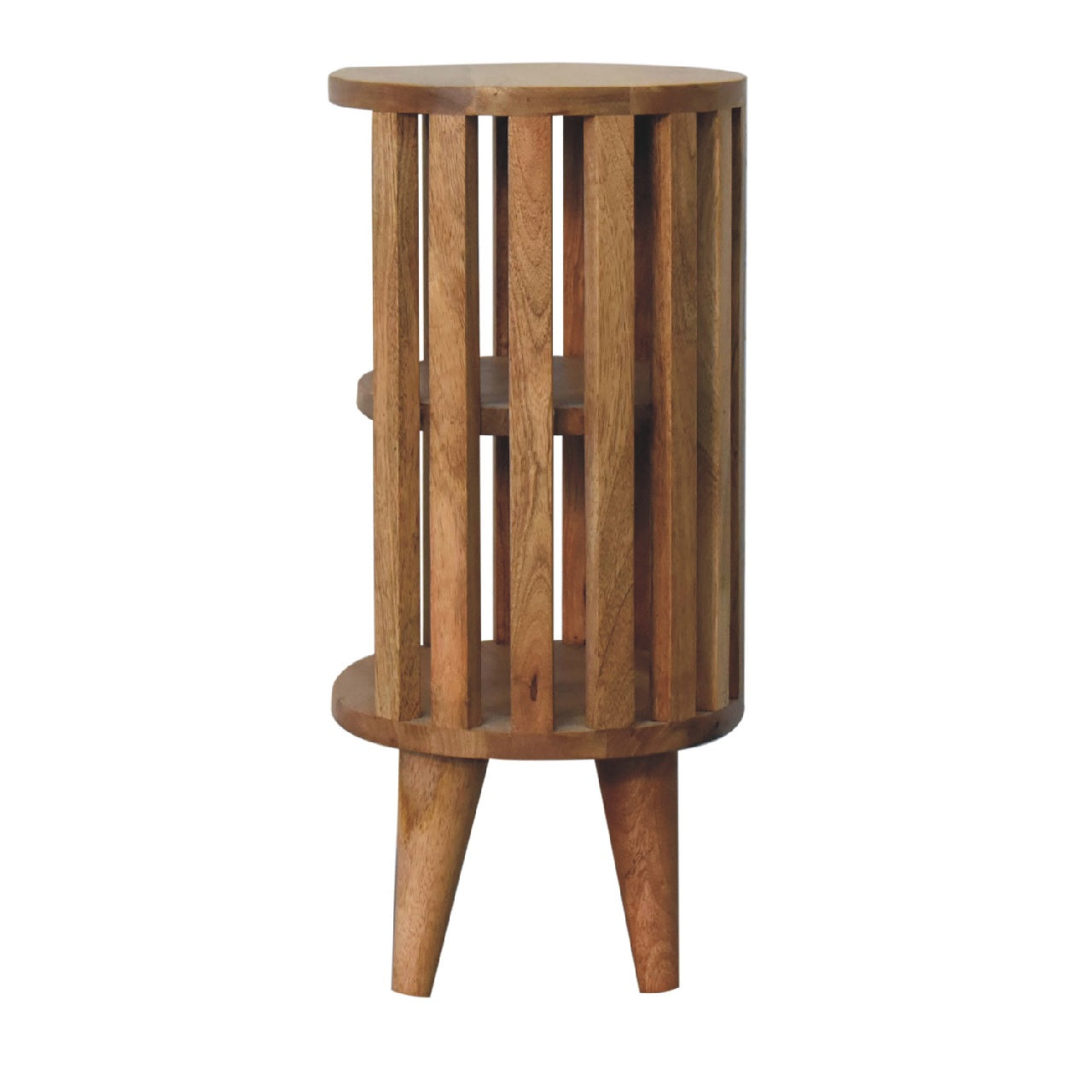 Ariella Double Shelf Bedside - Handmade Solid Wood Slatted Japanese Design