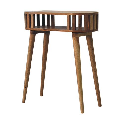Ariella Console Table With Shelf- Handmade Solid Wood Slatted Japanese Design