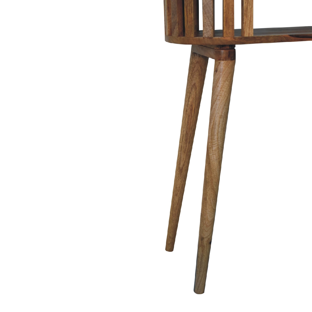 Ariella Console Table With Shelf- Handmade Solid Wood Slatted Japanese Design
