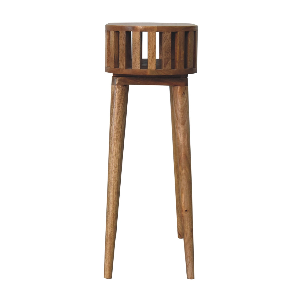 Ariella Console Table With Shelf- Handmade Solid Wood Slatted Japanese Design