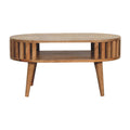 Ariella Coffee Table - Handmade Solid Wood Slatted Coffee Table with Shelf and Modern Japanese Design