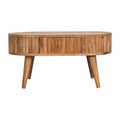 Ridged Coffee Table With 2 Drawers - Solid Wood (Nordic Style)