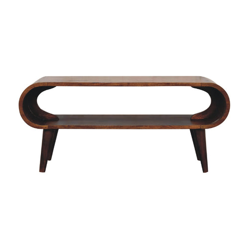 Amaya Chestnut Nordic Style Coffee Table - Handmade Solid Wood Coffee Table with Minimalist Design and Open Shelf