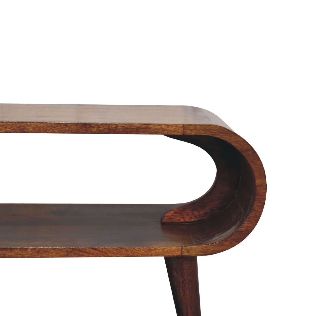 Amaya Chestnut Nordic Style Coffee Table - Handmade Solid Wood Coffee Table with Minimalist Design and Open Shelf