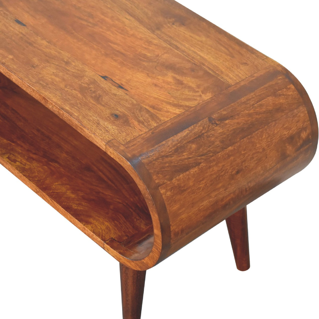 Amaya Chestnut Nordic Style Coffee Table - Handmade Solid Wood Coffee Table with Minimalist Design and Open Shelf