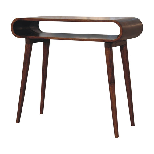 Amaya Nordic Style Console Table - Handmade Solid Wood Hallway Table with Minimalist Design and Open Shelf
