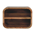 Oak-ish Floating Open Curve Bedside - Handmade Solid Wood 2 shelves