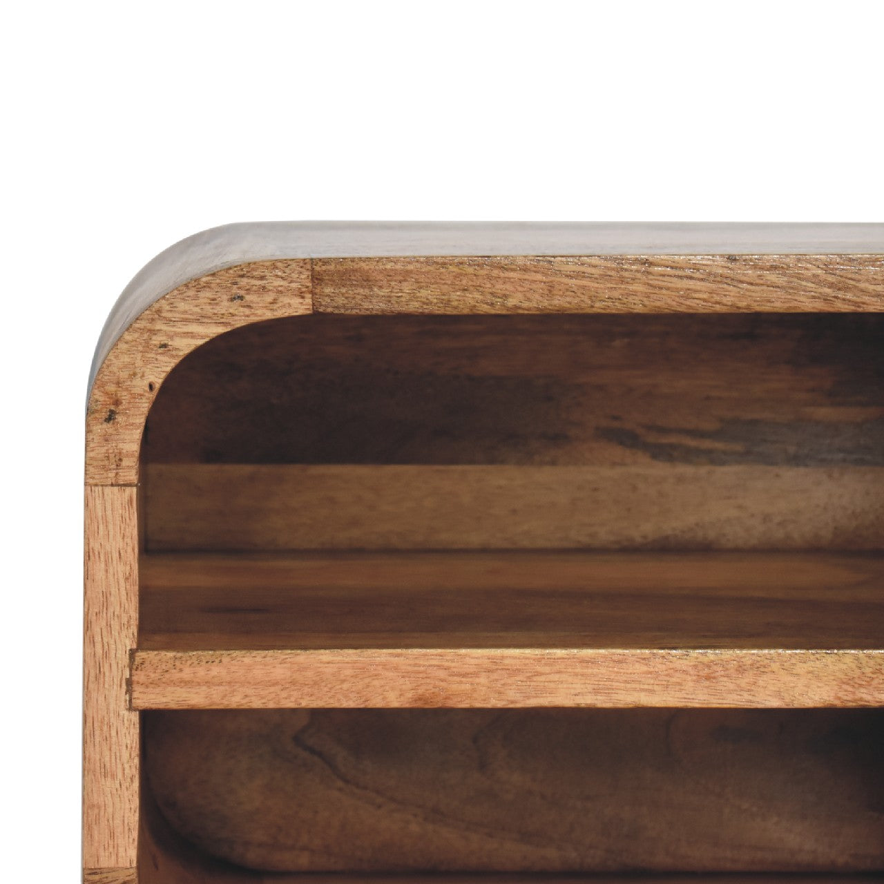 Oak-ish Floating Open Curve Bedside - Handmade Solid Wood 2 shelves