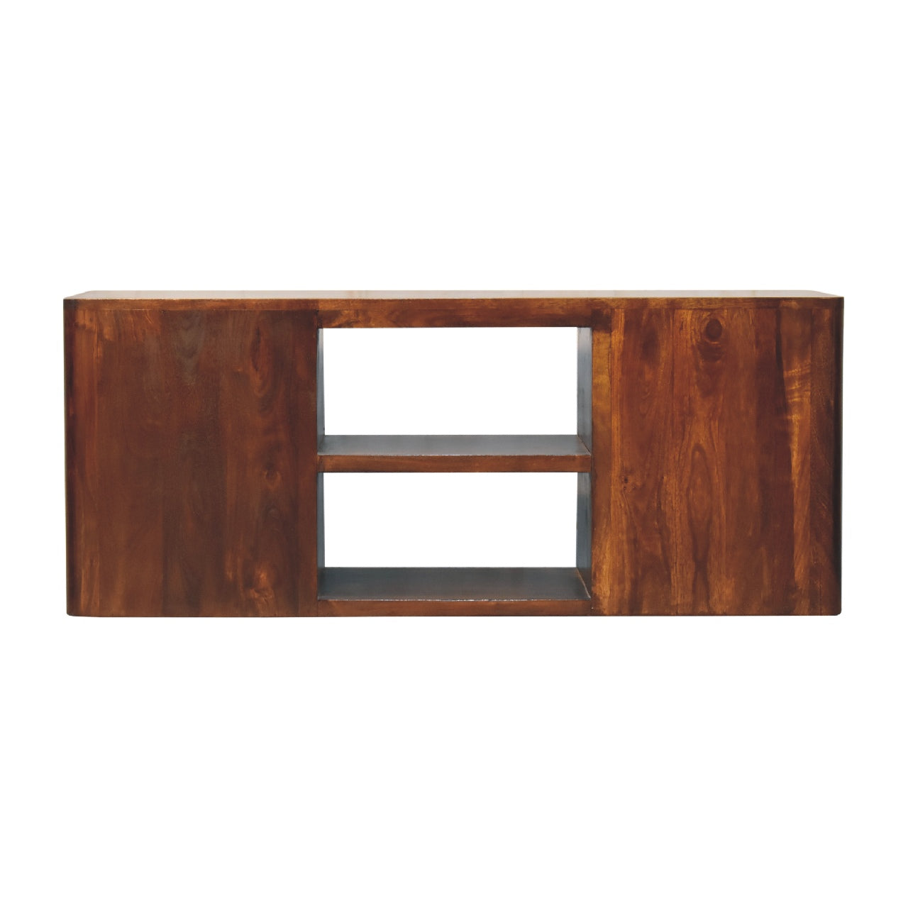 4 Drawers and 2 shelves Luca Media Unit - Handmade Solid Wood With Golden Bar