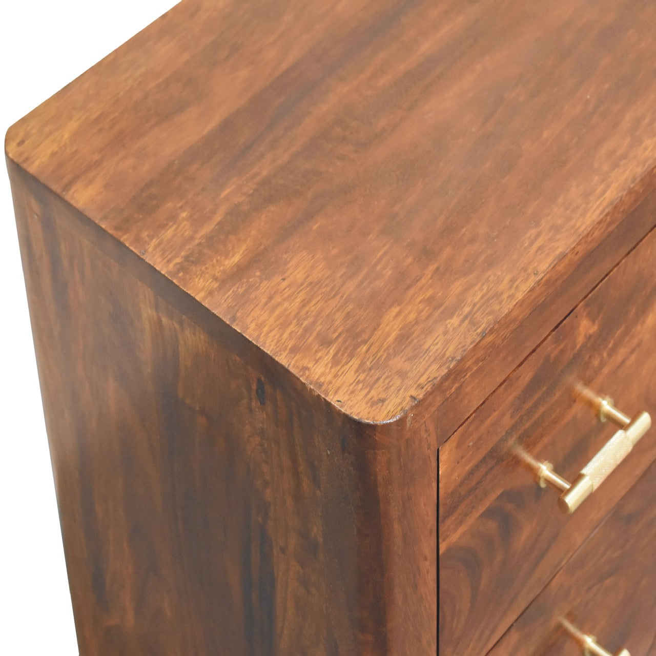 4 Drawers and 2 shelves Luca Media Unit - Handmade Solid Wood With Golden Bar