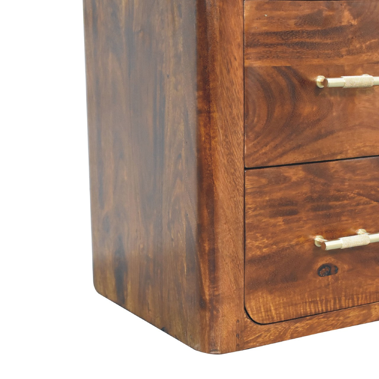 4 Drawers and 2 shelves Luca Media Unit - Handmade Solid Wood With Golden Bar