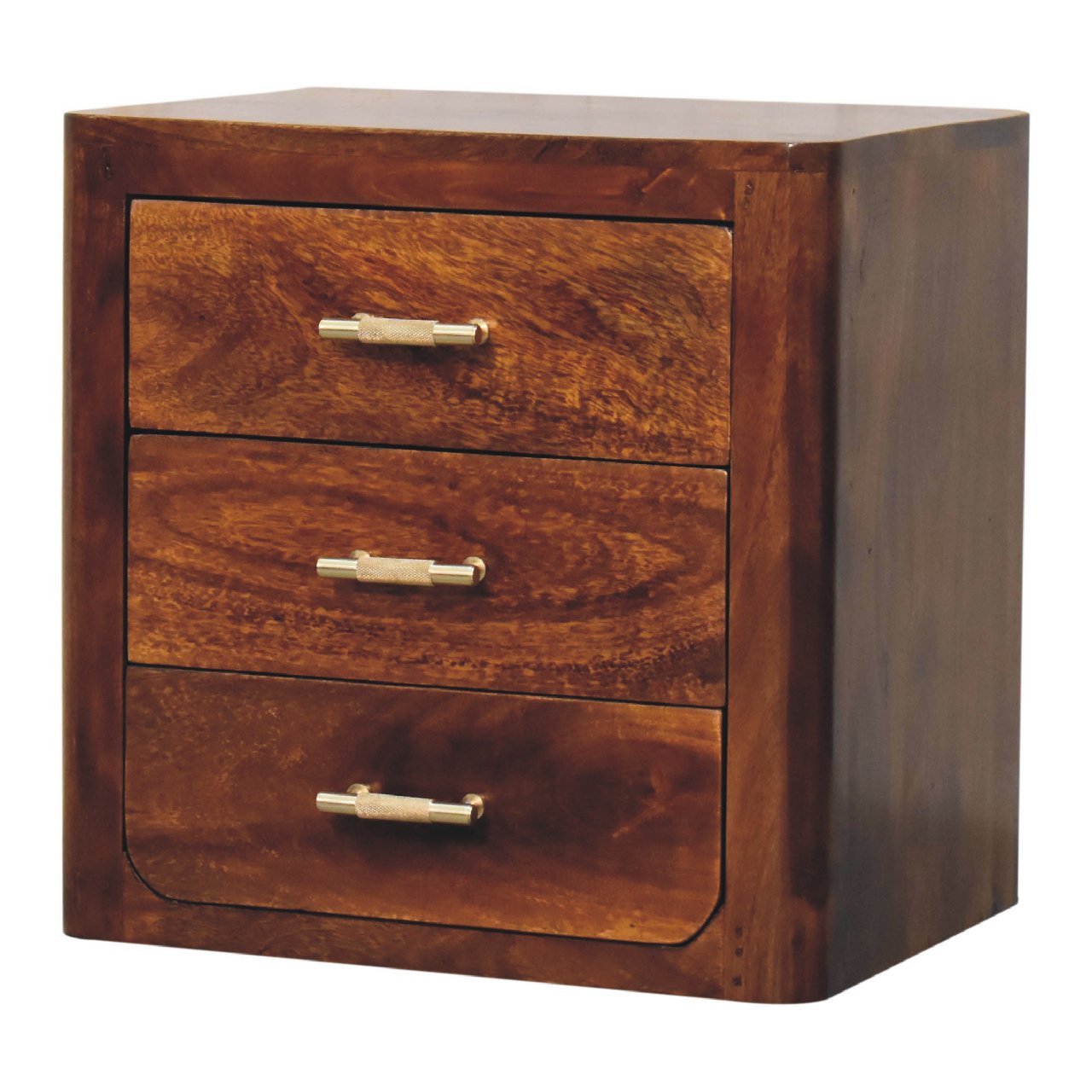 3 Drawer Luca Bedside - Handmade Solid Wood Nightstand with Drawer
