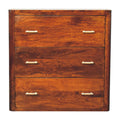 Luca Chest of Drawers - 3 Drawers Handmade Solid Wood Storage With Golden Bars