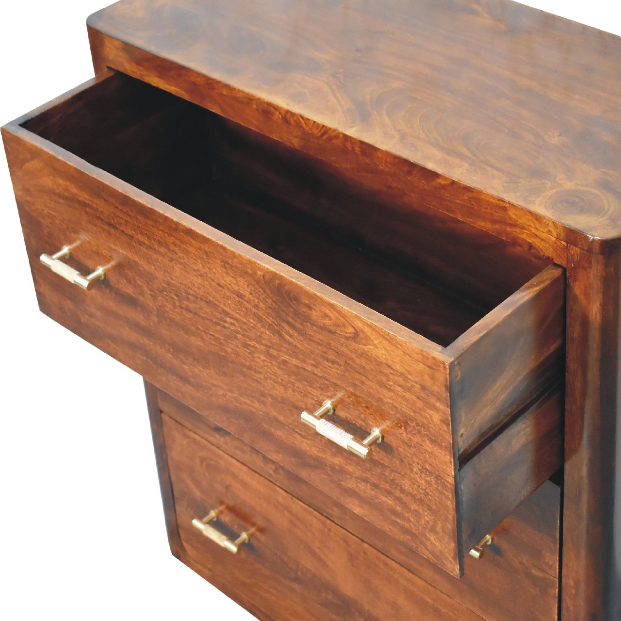 Luca Chest of Drawers - 3 Drawers Handmade Solid Wood Storage With Golden Bars